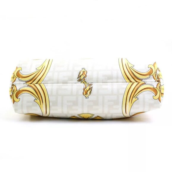 Auth FENDI FENDACE First Medium Shoulder Bag Light Beige/Yellow Canvas - Picture 14 of 16